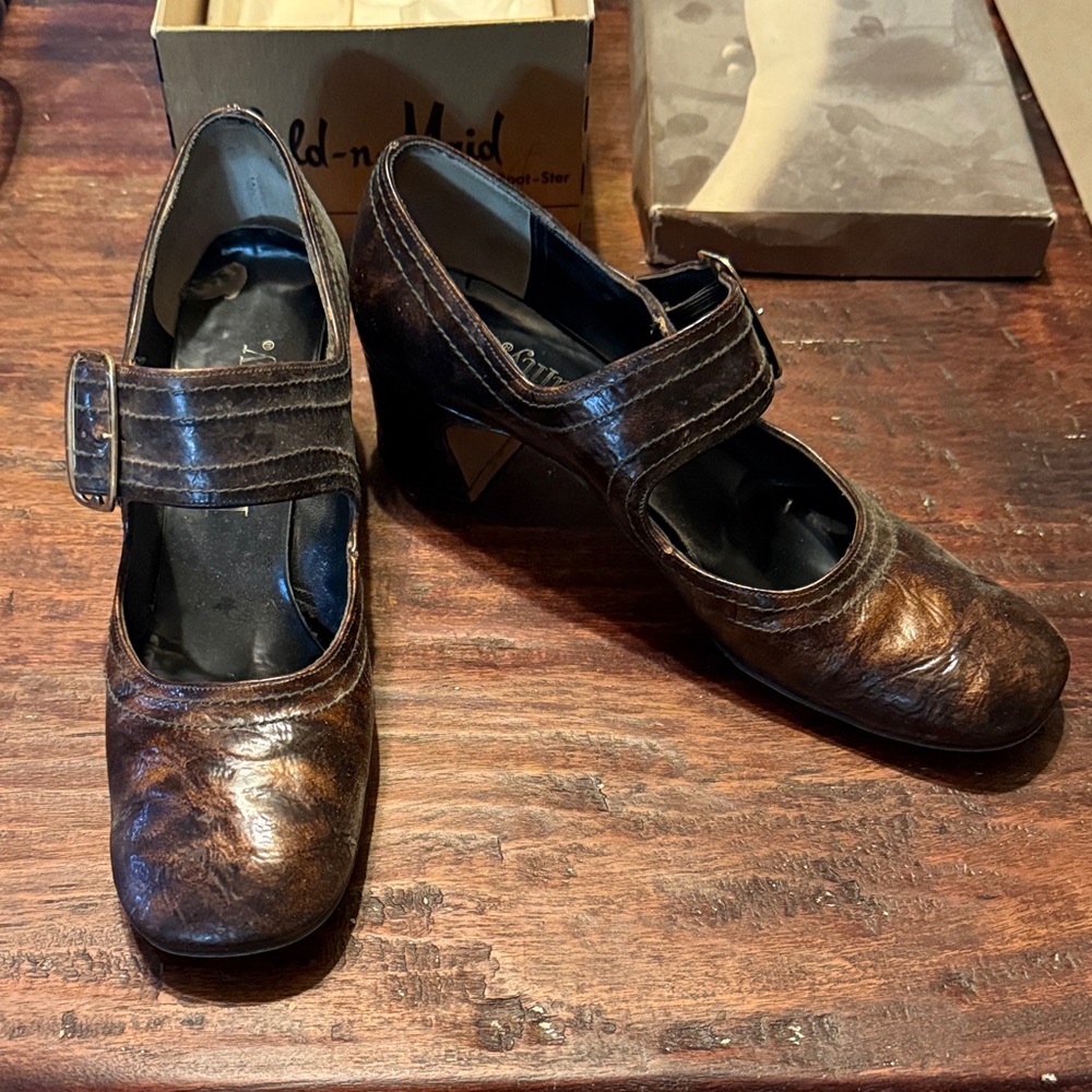 Classic Brown Leather Mary Jane Heels